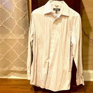 Kenneth Cole dress shirt. White with purple and stripes